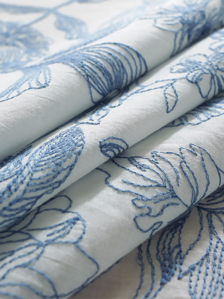 Water-Repellent French Ruffle Tablecloth, Cotton Embroidered Dining Cover