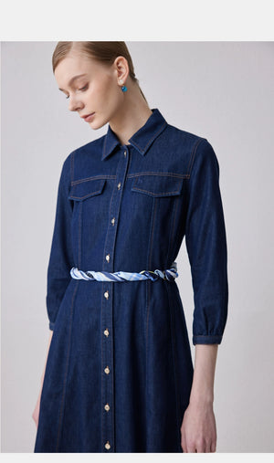 Tailored fit of long sleeve denim dress by taileroom