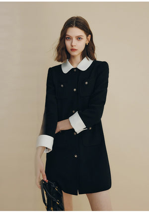 Contrast collar mini dress with pocket detail