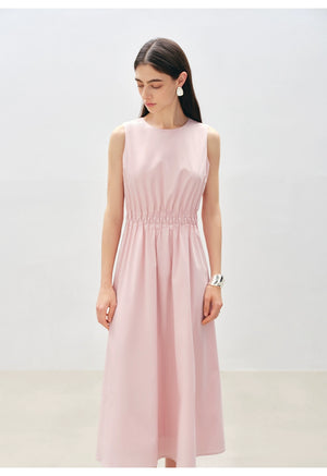 Minimalist sleeveless dress with cinched silhouette