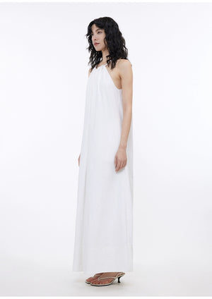Evening A-line dress with inverted pleats