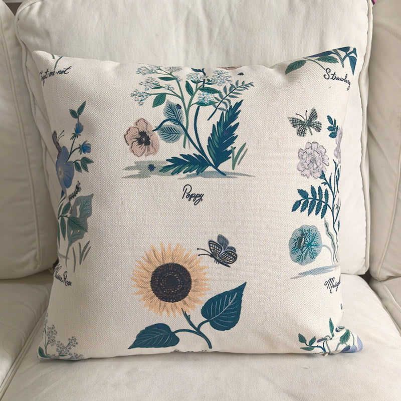 French Cotton Linen Reversible Pillow Cover, Decorative Sofa Cushion