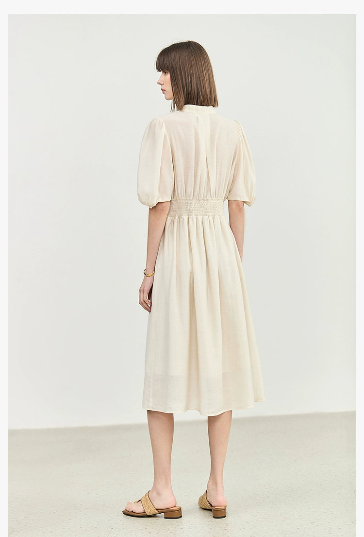 Elegant puff sleeve French style maxi dress