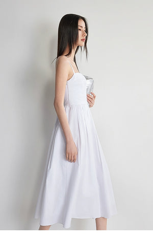 Lightweight pleated midi dress for women