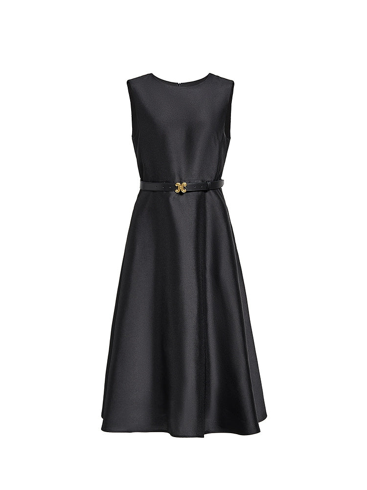 Satin finish sleeveless dress for women