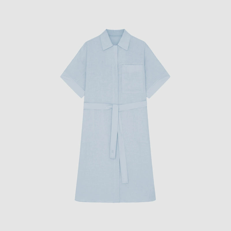 Taileroom linen shirt dress with short sleeves
