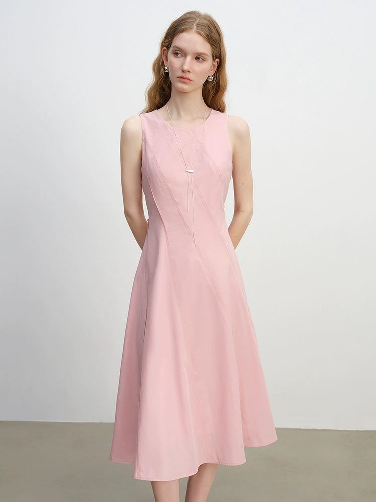 Minimalist summer dress with high neckline