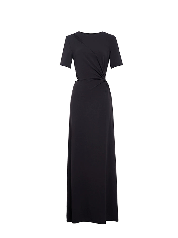 Structured halter dress with pockets