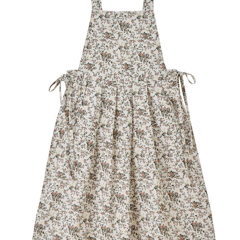 Korean Floral Cotton Linen Apron, Breathable Water-Repellent Kitchen Apron
