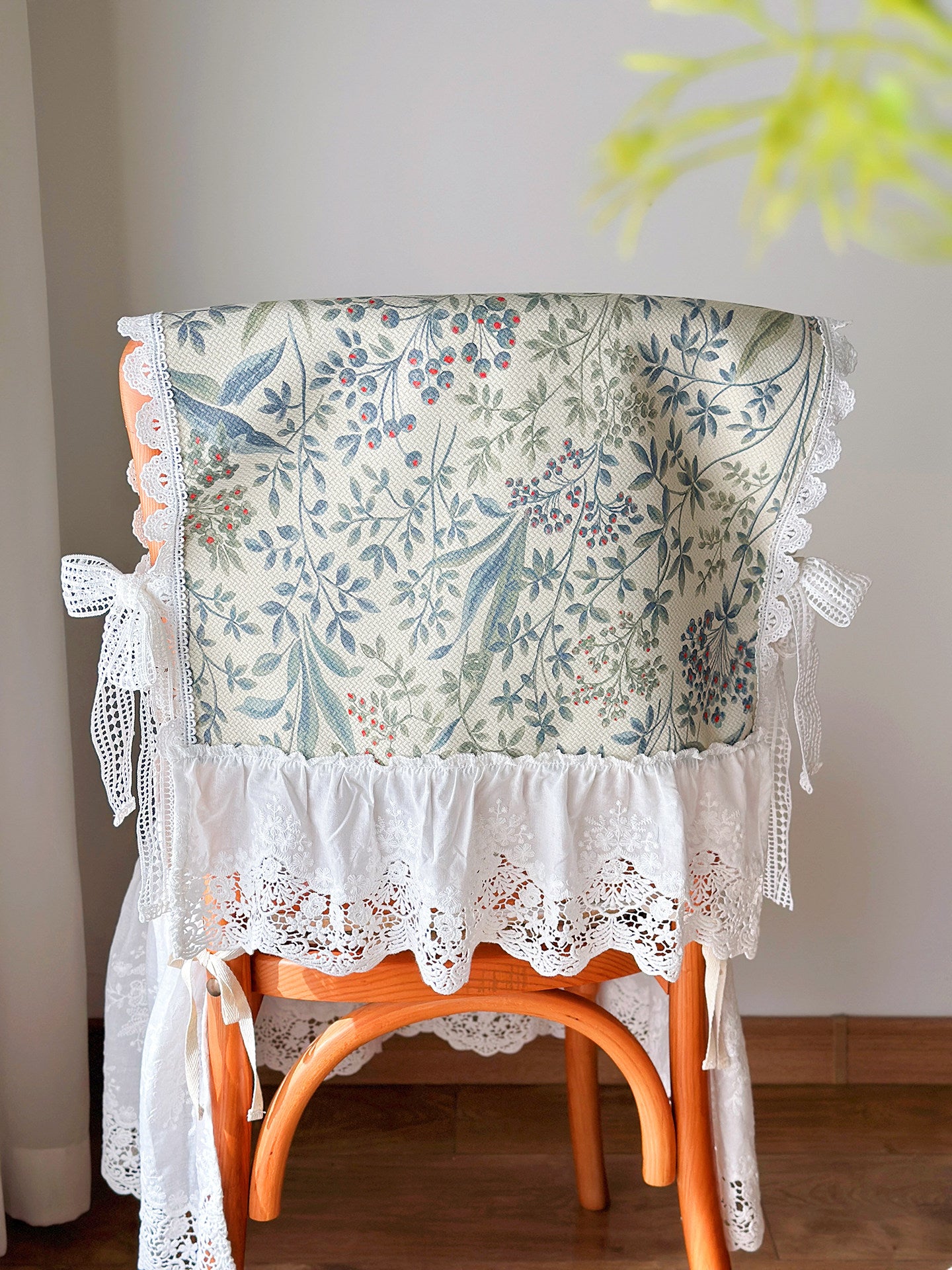 French Lace Chair Cushion Cover, Countryside Floral Backrest Cloth