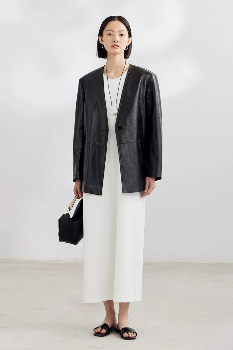 Minimalist column dress with French back detail
