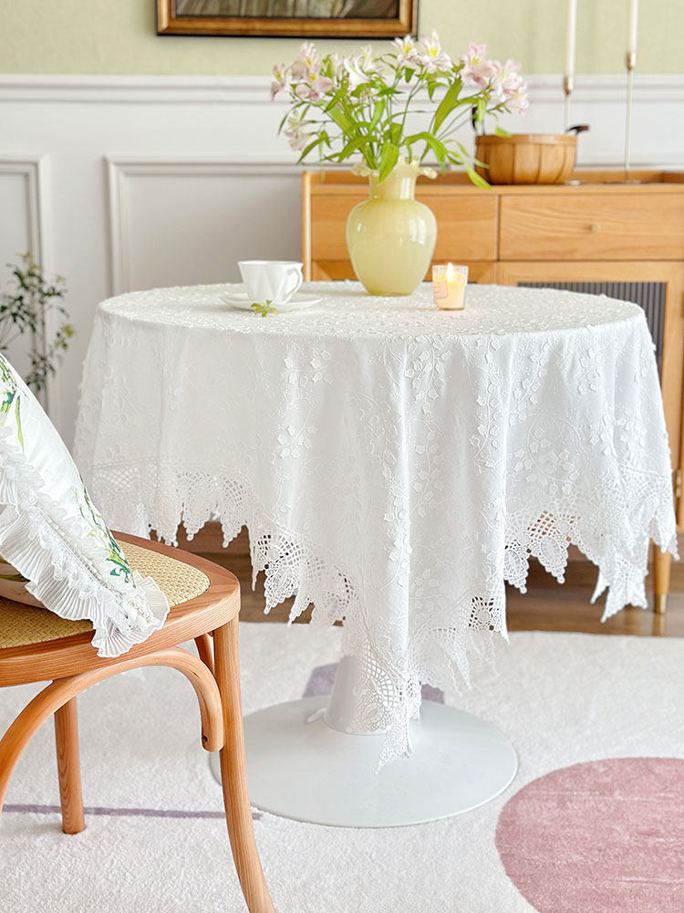 Lily of the Valley Embroidered Tablecloth, French Pastoral Table Cover