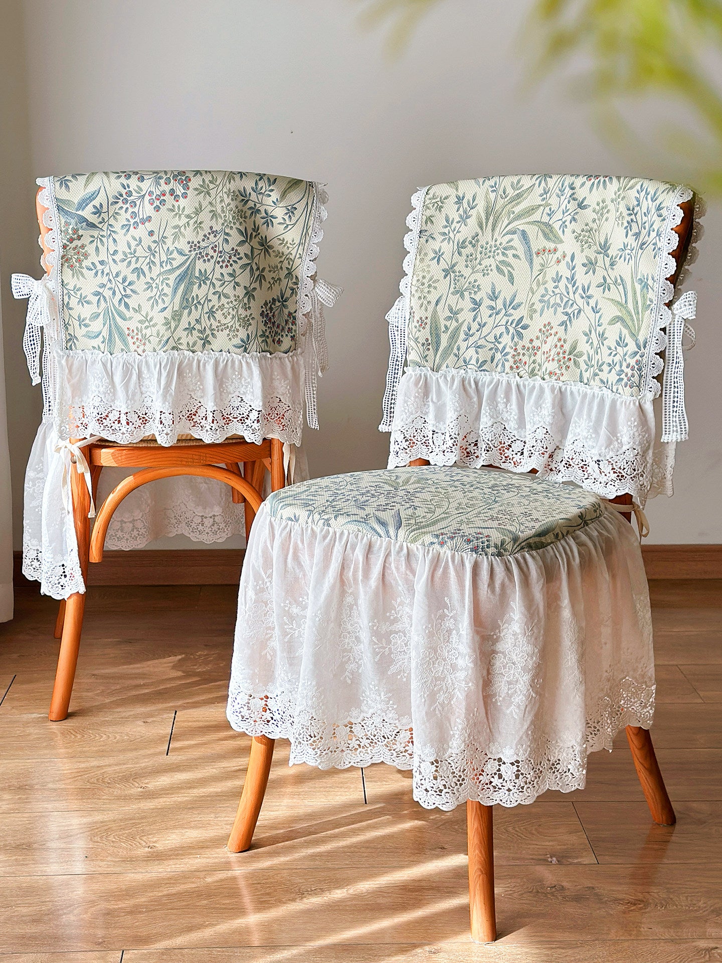 French Lace Chair Cushion Cover, Countryside Floral Backrest Cloth