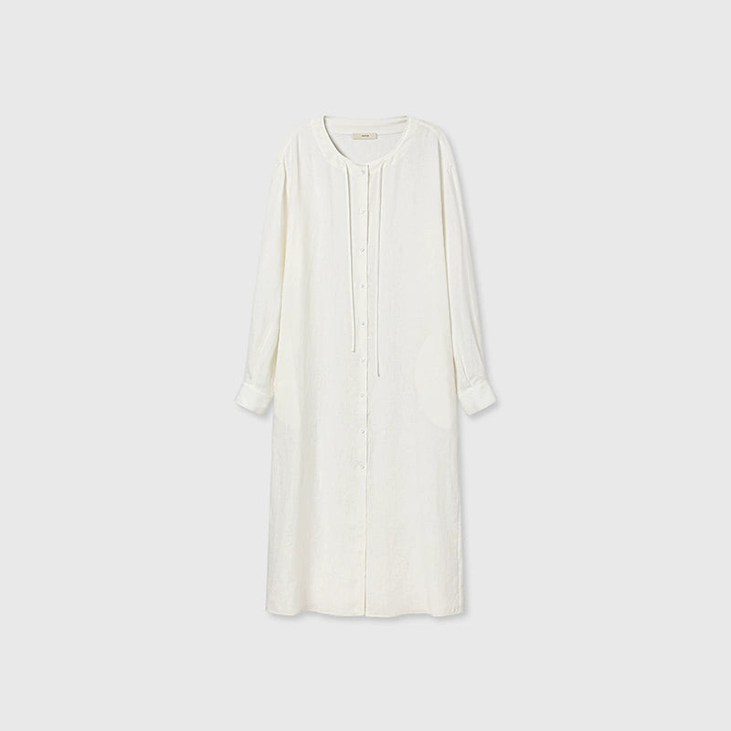 White minimalist maxi dress with buttons
