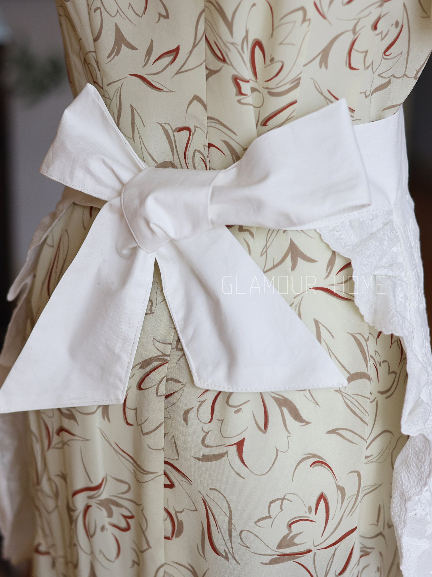 French Cotton Embroidered Half Apron, Waterproof Vintage Floral Skirt