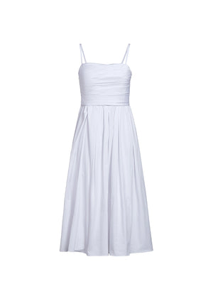 Stretch-fit white summer dress