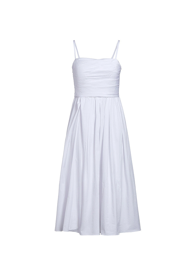 Stretch-fit white summer dress