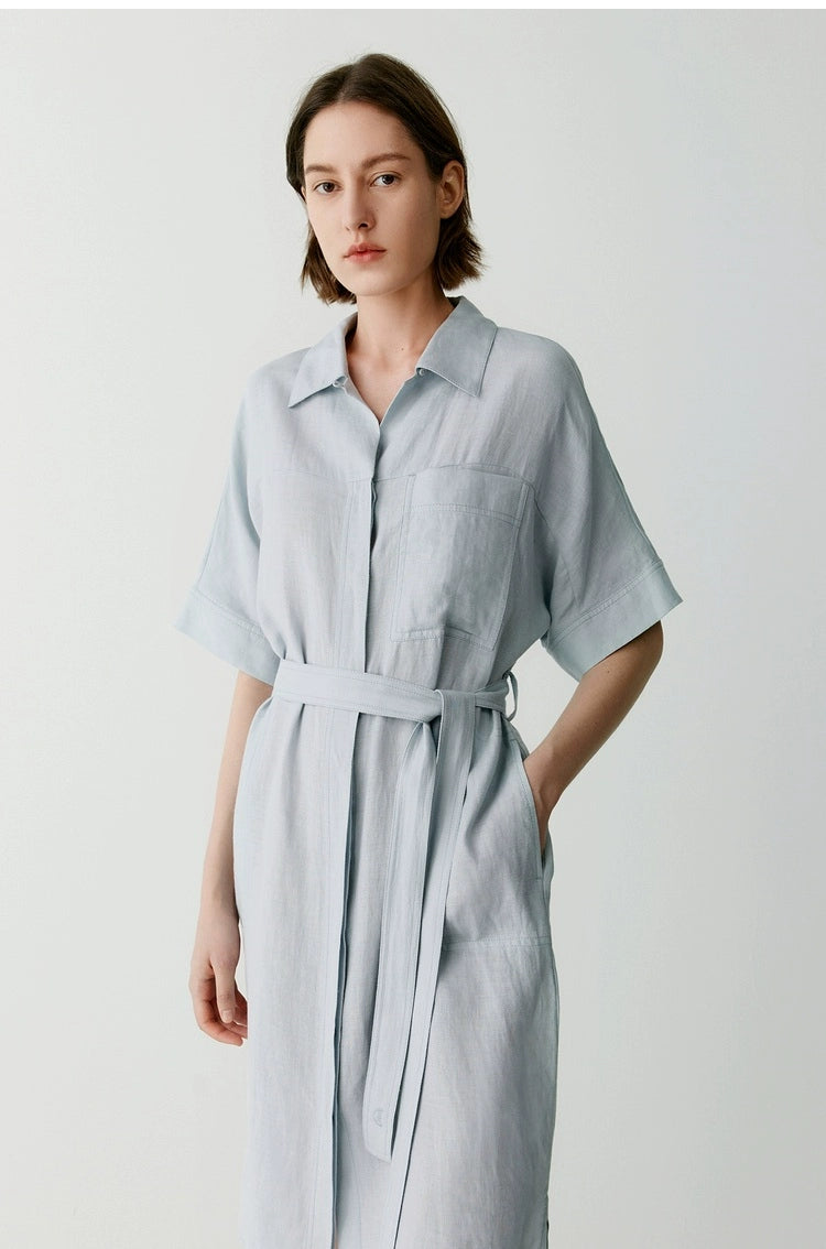 Relaxed fit summer dress in structured linen