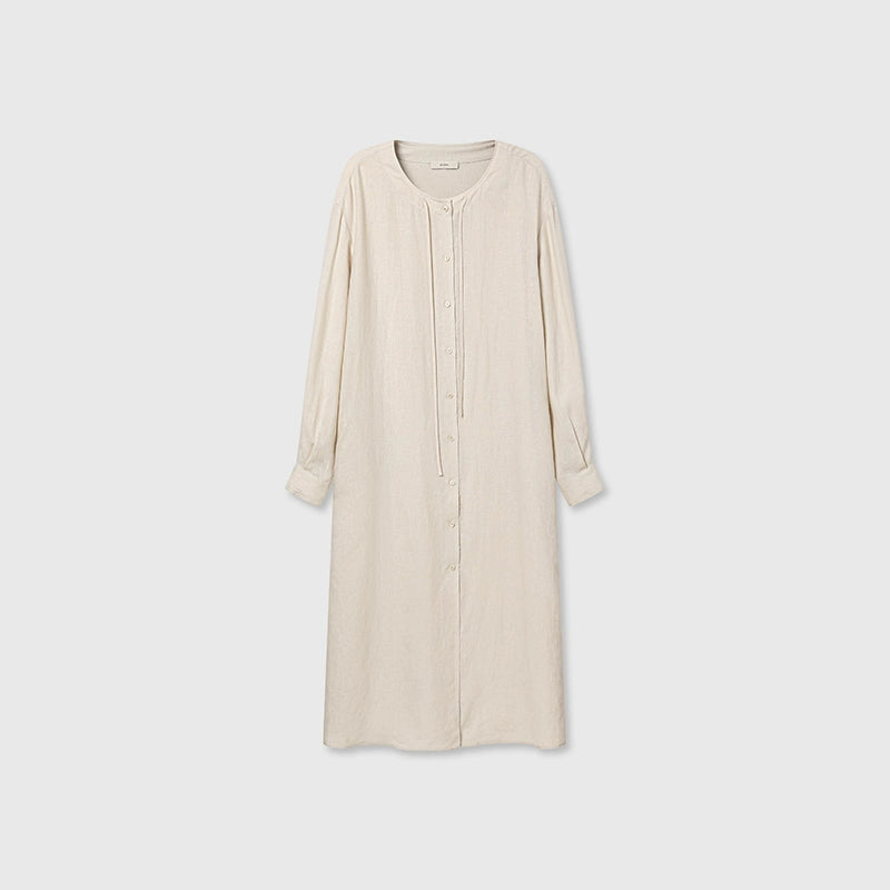 Casual spring linen shirt dress