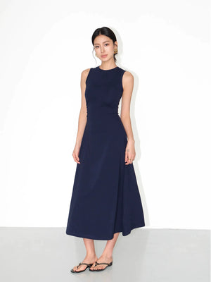 Taileroom black stretch-knit midi with asymmetric hem
