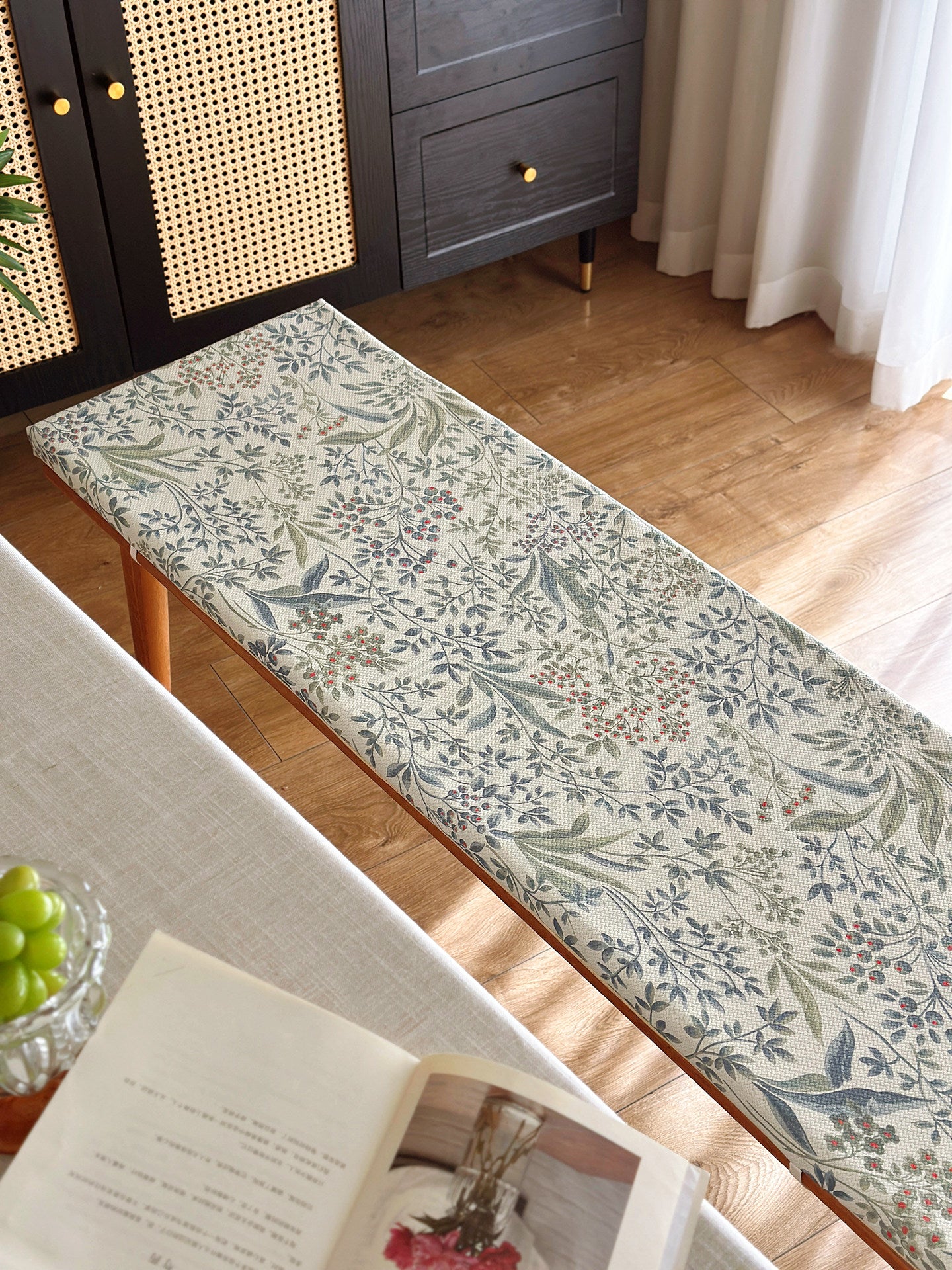 American Country Long Bench Cushion, Thickened Sponge Seat Pad
