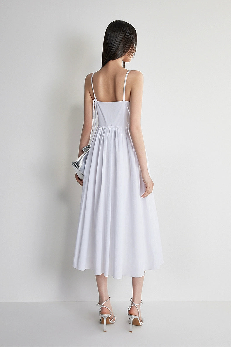 Lightweight pleated midi dress for women