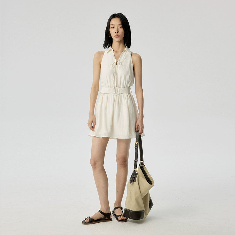 Vintage minimalist halter mini dress for hot days