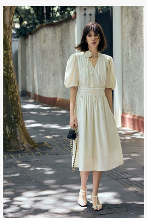 Lightweight summer maxi dress in linen-acetate blend