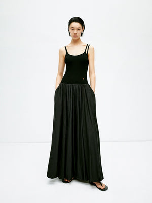 Taileroom elegant ribbed vest dress with net bag