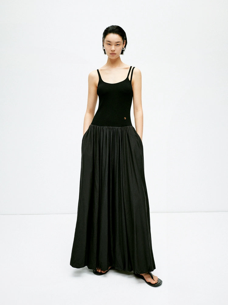 Taileroom elegant ribbed vest dress with net bag
