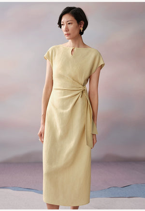 yellow dress in breathable fabric