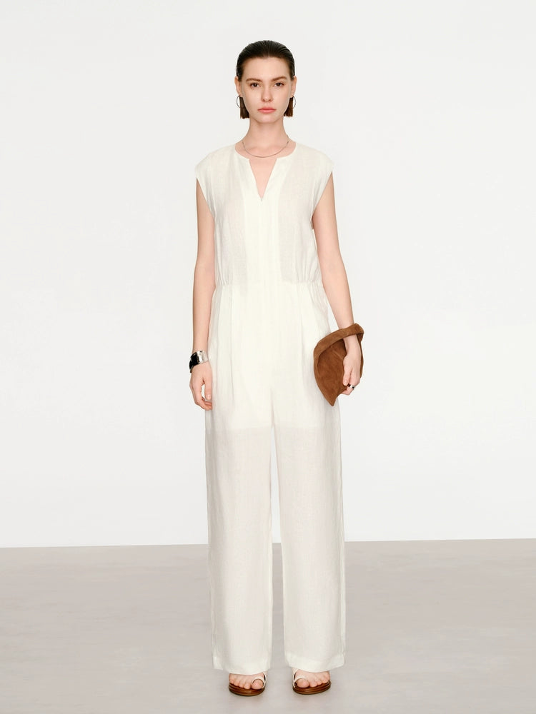 Relaxed fit linen one-piece for summer