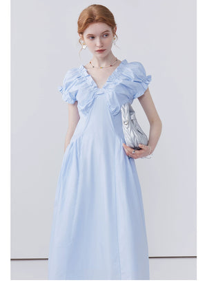 Graceful summer dress with long flowing A-line silhouette