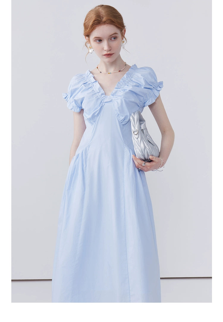 Graceful summer dress with long flowing A-line silhouette