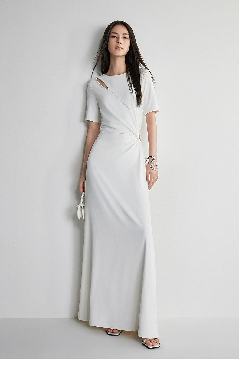 Black halter neck A-line maxi dress
