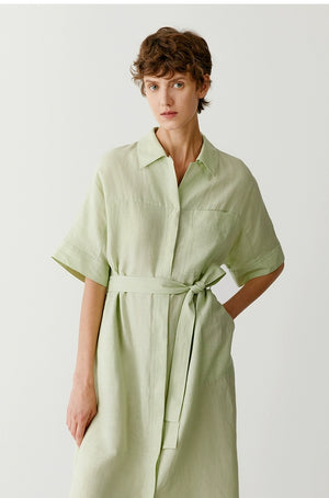 Plain-weave linen knee-length summer dress