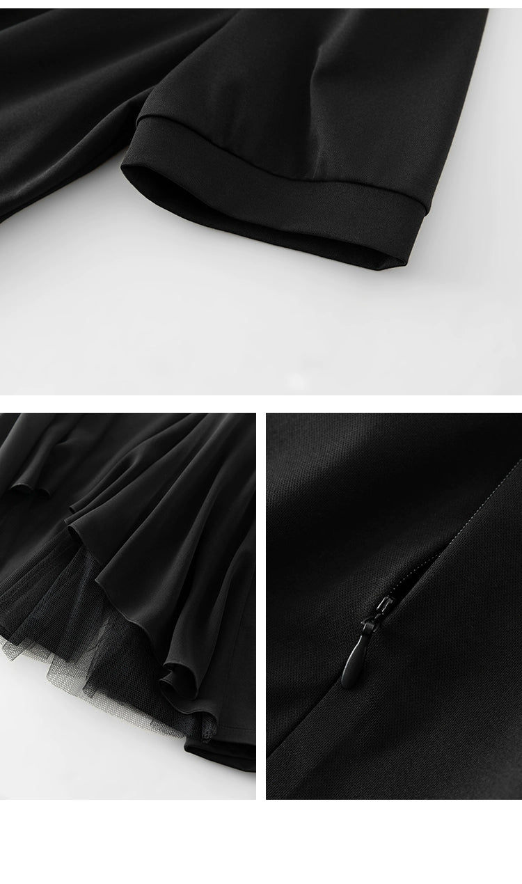  Hidden back zipper detail of cotton A-line dress