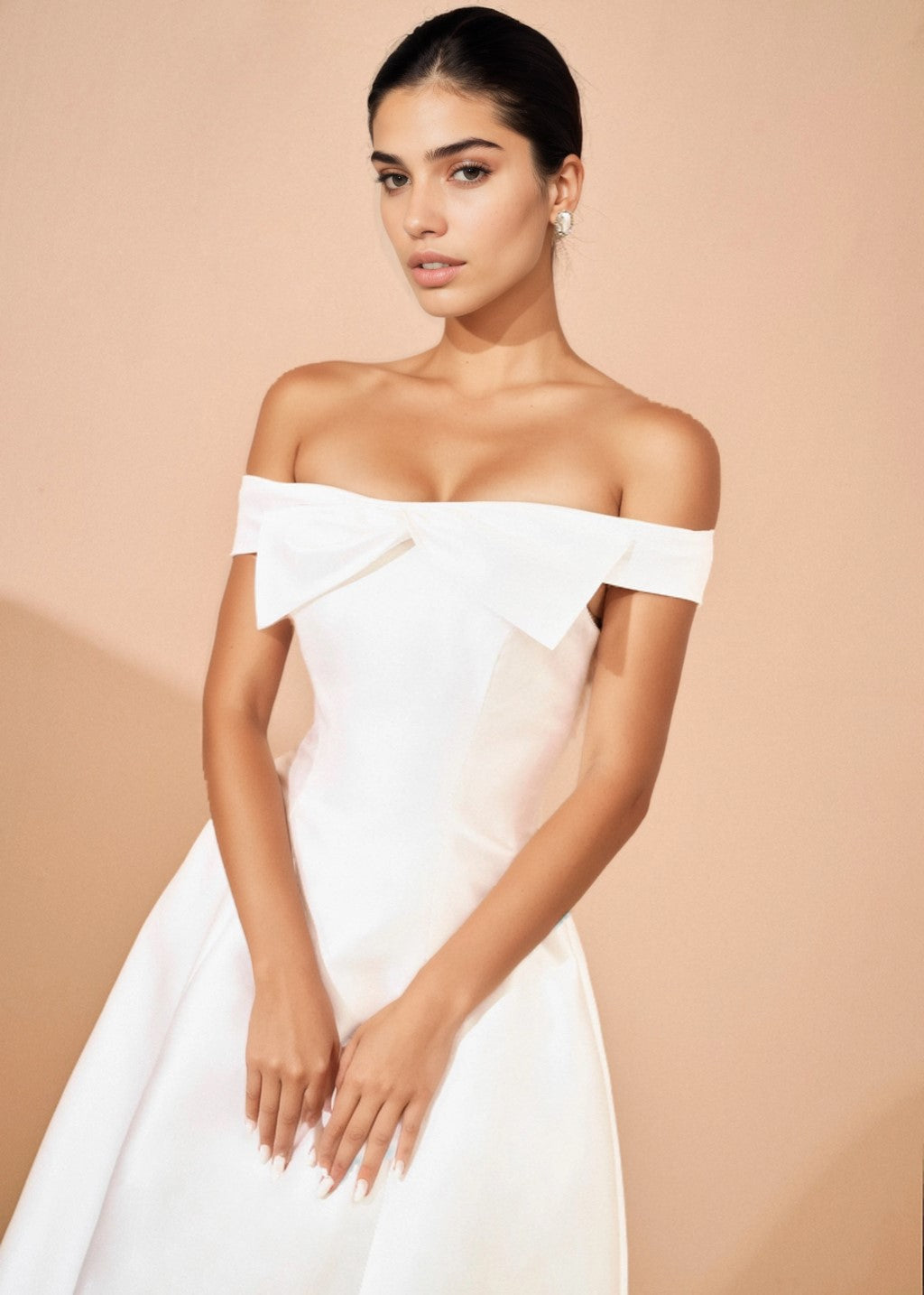 Off-shoulder princess-style wedding gown