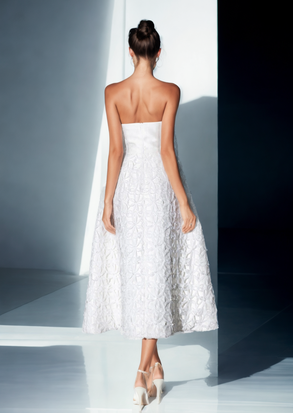 Giselle long dress with floral lace