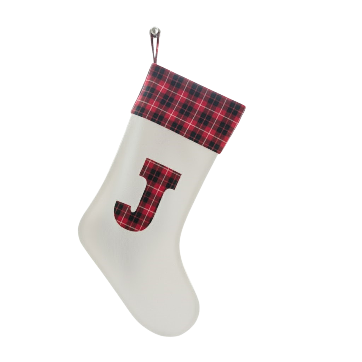 Personalized Initial Christmas Stocking | Tartan Monogram Letter with Tartan Cuff
