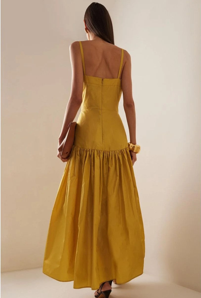 Minimalist spaghetti strap maxi dress in linen